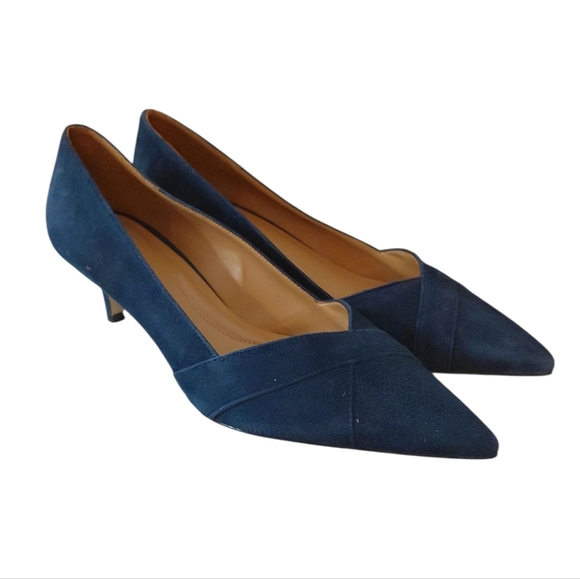 Talbots Erica Classic Blue Suede Heels Pointed Toe Kirren Heel Pumps Size 9 - Picture 9 of 10
